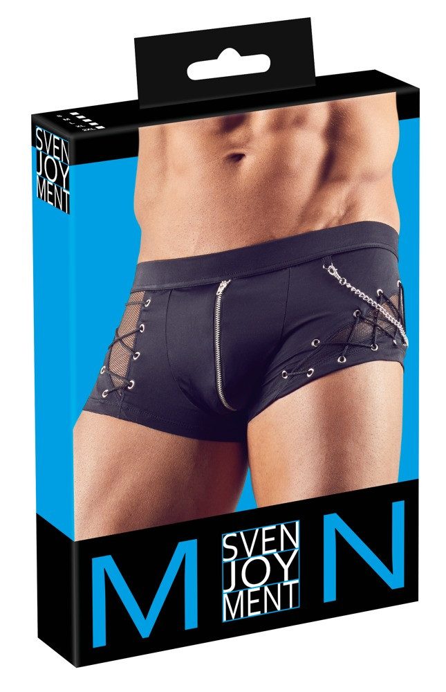 Svenjoyment Boxershorts Boxershorts mit Reißverschluss und transparentem Netz - schwarz (1-St) mit transparentem Netz