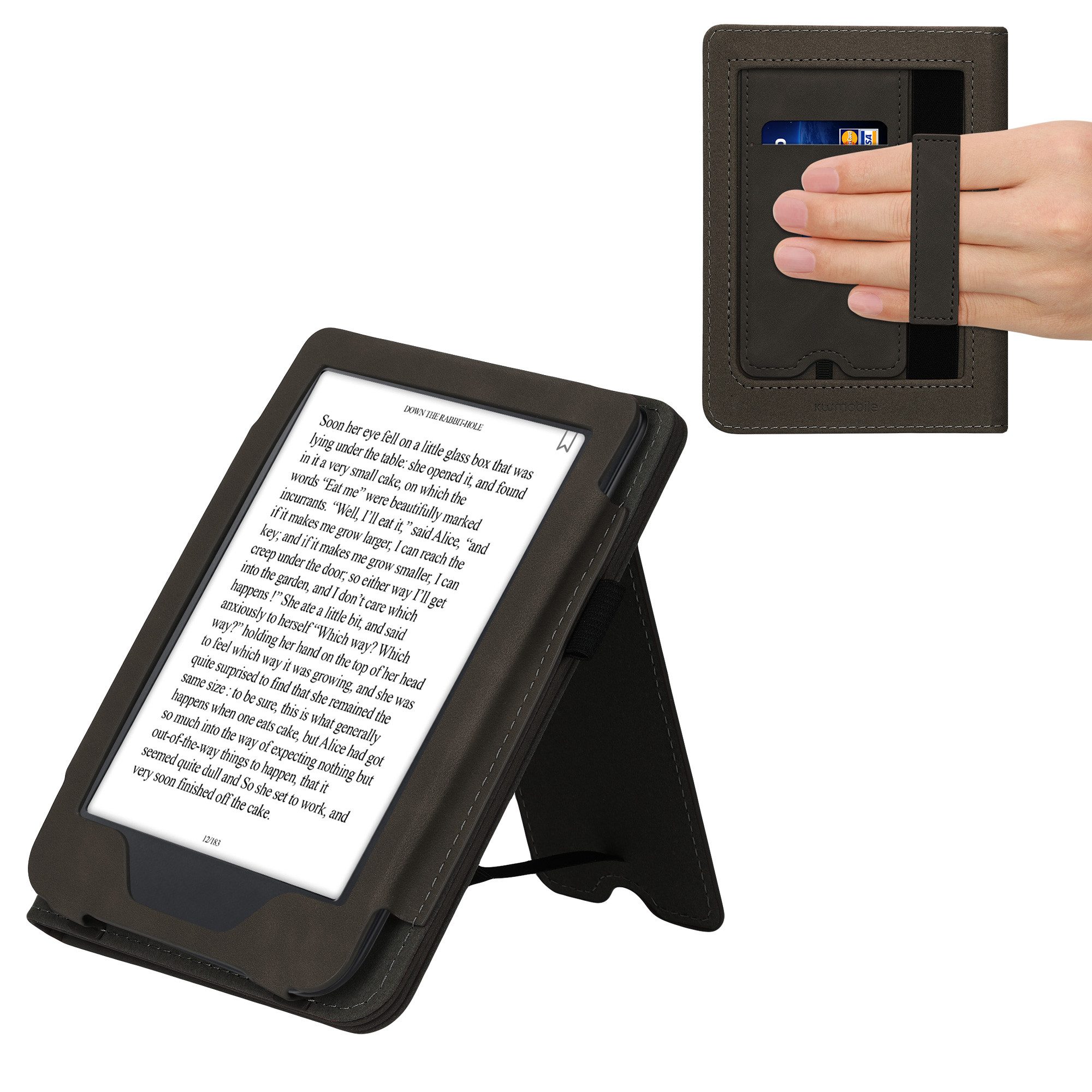 kwmobile E-Reader-Hülle Flip Hülle für Kobo Clara 2E / Tolino Shine 4, Handschlaufe - Cover