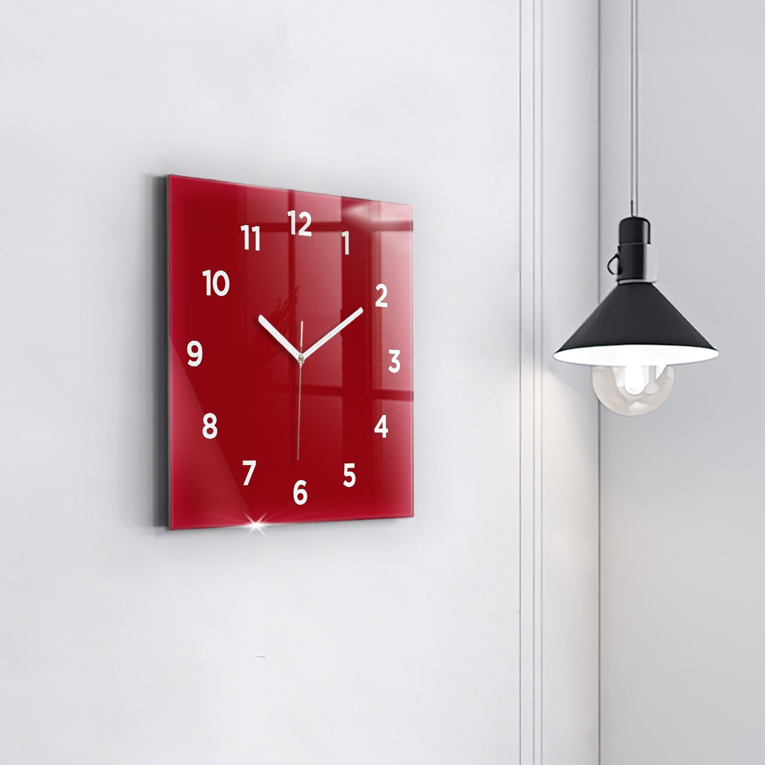 Tulup Wanduhr Glasuhr Modernistische Glaswanduhr 30x30cm Uhr aus gehärtetem Glas