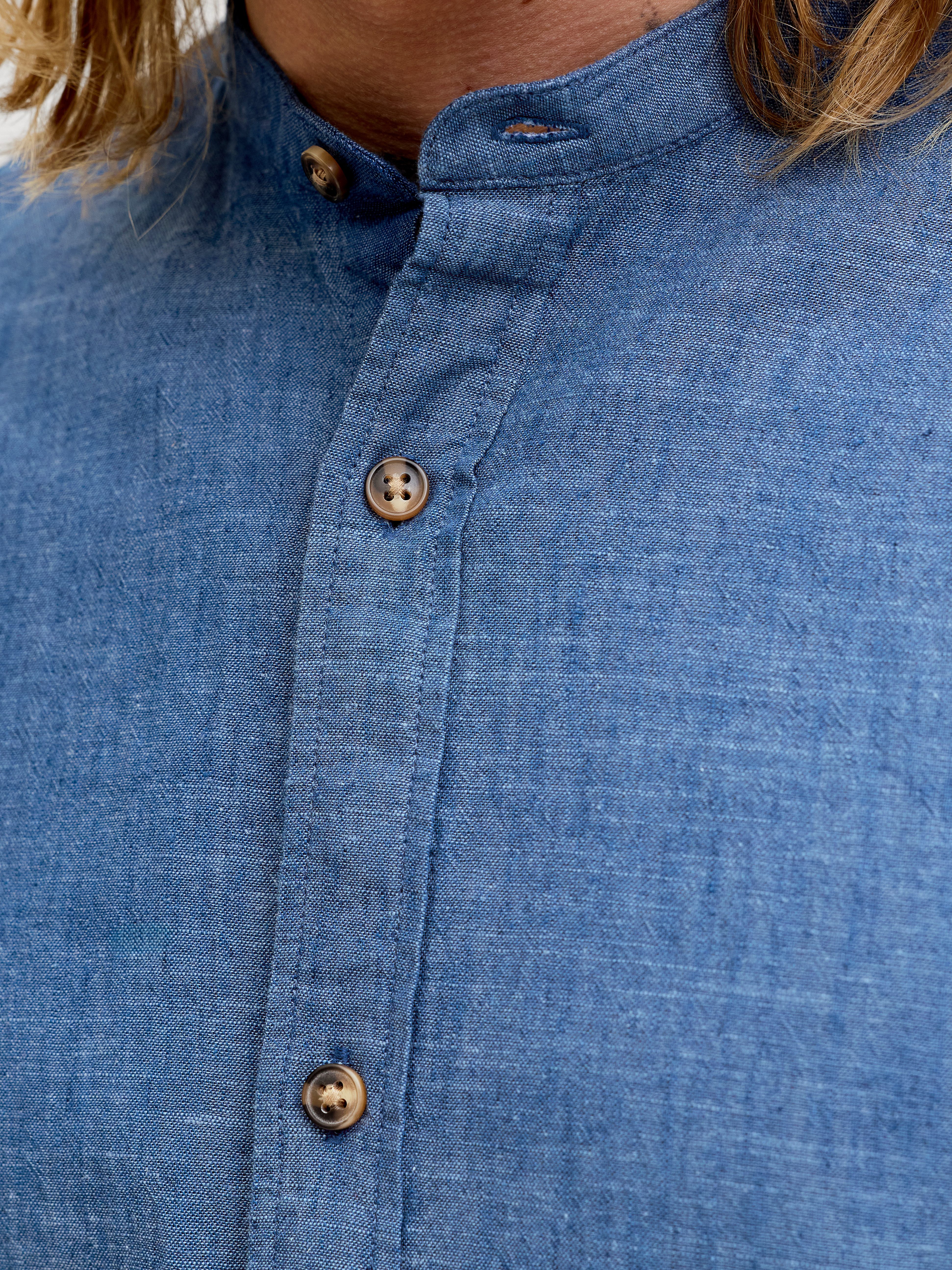 Jack & Jones Langarmhemd JJESUMMER LINEN BLEND BAND SHIRT L/S SN Baumwollmischung, regular fit