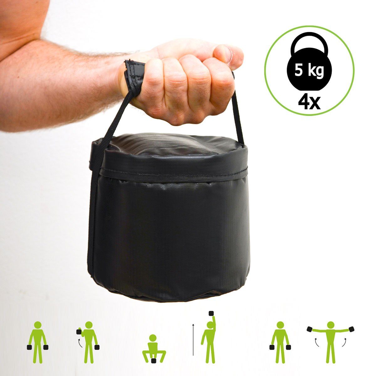 20kg Power Kettlebell, + 4 Wasserdichten Bag Gewichtssack Sandbag Profi eyepower Sandsack 20x60cm