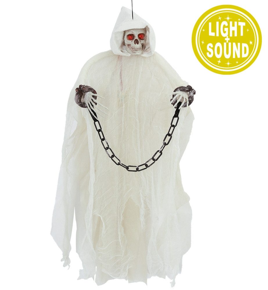 Fries Hängedekoration Halloween Deko Totenkopf Hänger 90 cm Licht und Sound Bewegliche Hände, Größe: ca. 90 cm Hoch, 71 cm Breit und 9 cm Tief – Bild 3 von 3