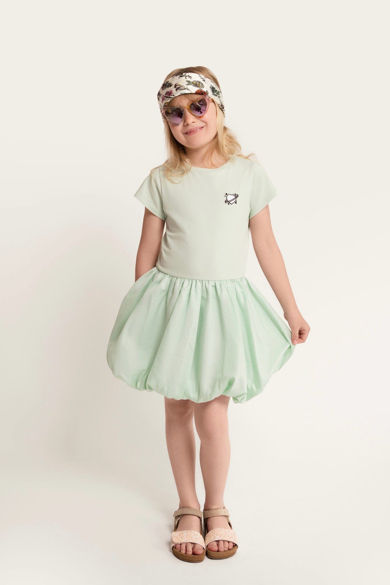 Sommerkleid Balloon-Kleid aus Baumwolle mit Herz Stickerei