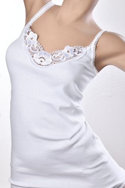 Toker Collection® Unterhemd Damen Unterhemd mit elastischen Trägern und elastischem Bund weiß (Sparpack, 3 Stück Pack) aus reiner Baumwolle