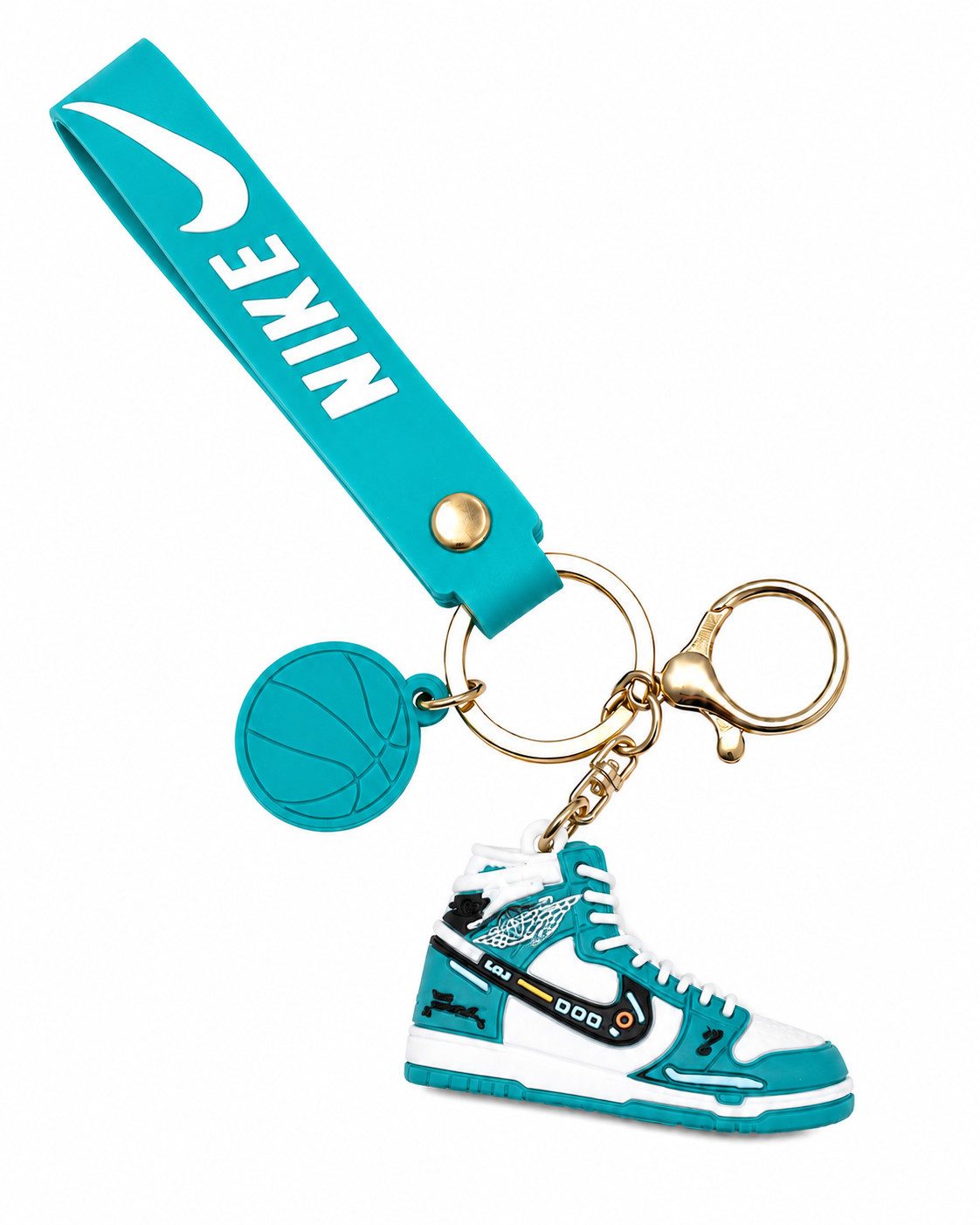 soma Schlüsselanhänger Sneaker-Rucksackanhänger Bag 6cm Basketball & Karabiner grün türkis (Set, 1-tlg., Geschenk-Set), Sportlicher Sneaker-Anhänger mit Basketball und Karabiner