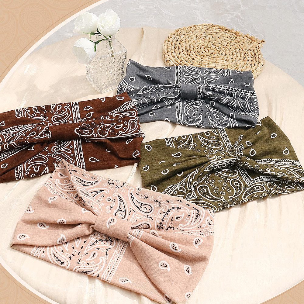 Zaewry Haargummi 4 Stück Damen-Stirnbänder, Weiche Elastische Boho-Kopfbänder, 4-tlg., Extra Breite Haarbänder,für Make-up, Yoga, Büro und Alltag,Rutschfest