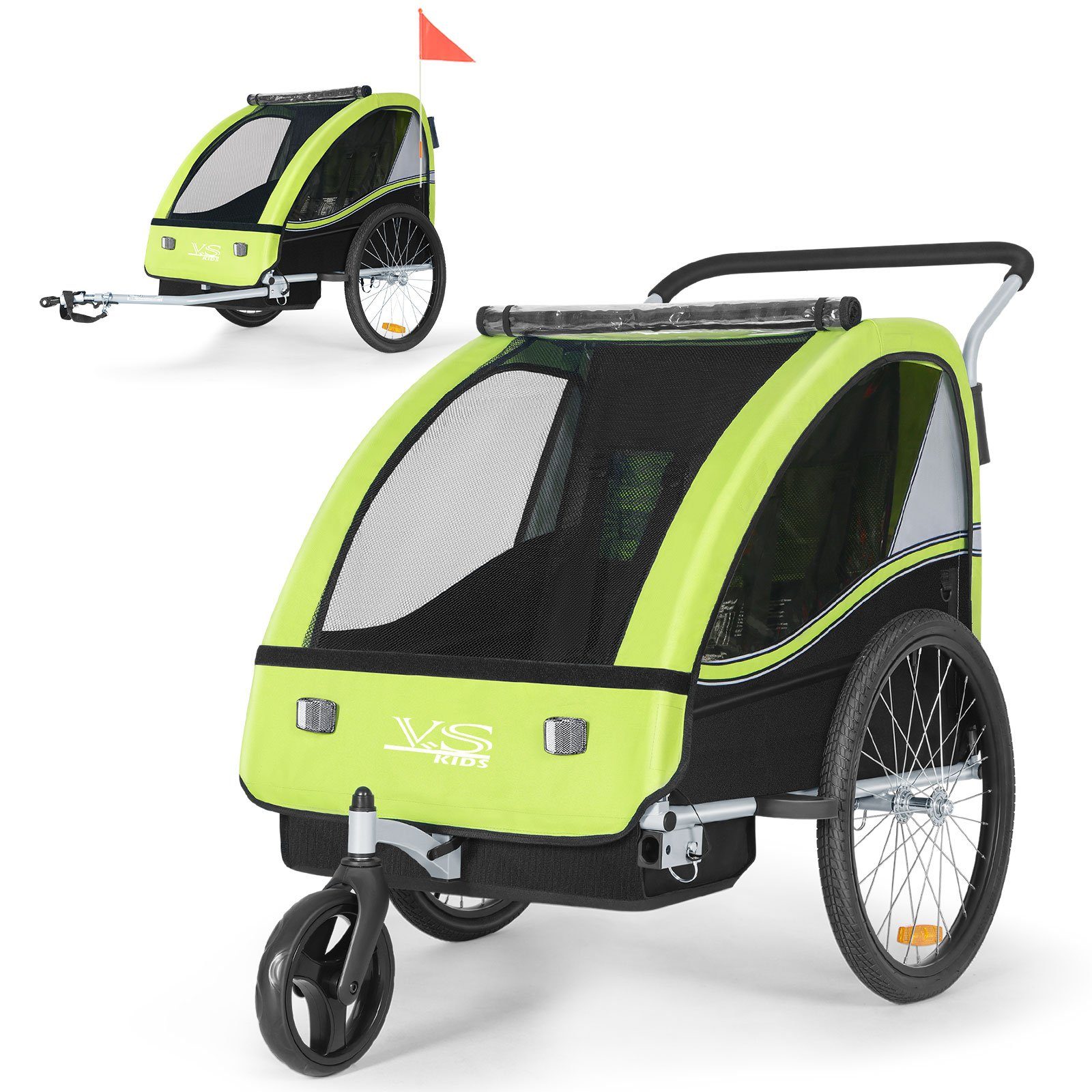 TIGGO Fahrradkinderanhänger TIGGO VS Kinderfahrradanhänger 2 in 1 Kinderanhänger Fahrradanhänger, für 1-2 Kinder geeignet