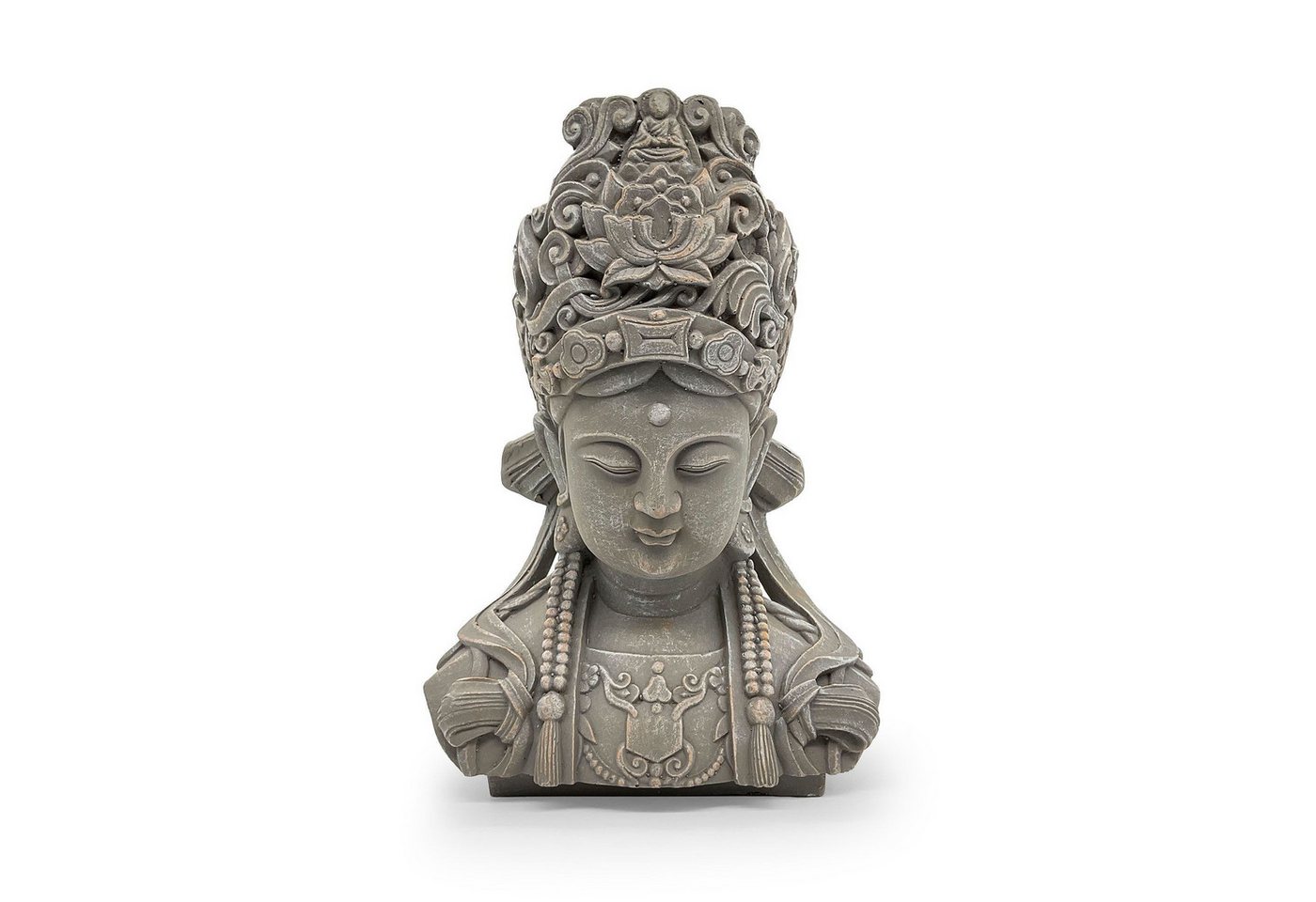 K&L Wall Art Buddhafigur Büste Feng Shui Deko Buddha Statue meditierende Budha Kopf (44cm groß), Fensterbankdeko aus Kunststein