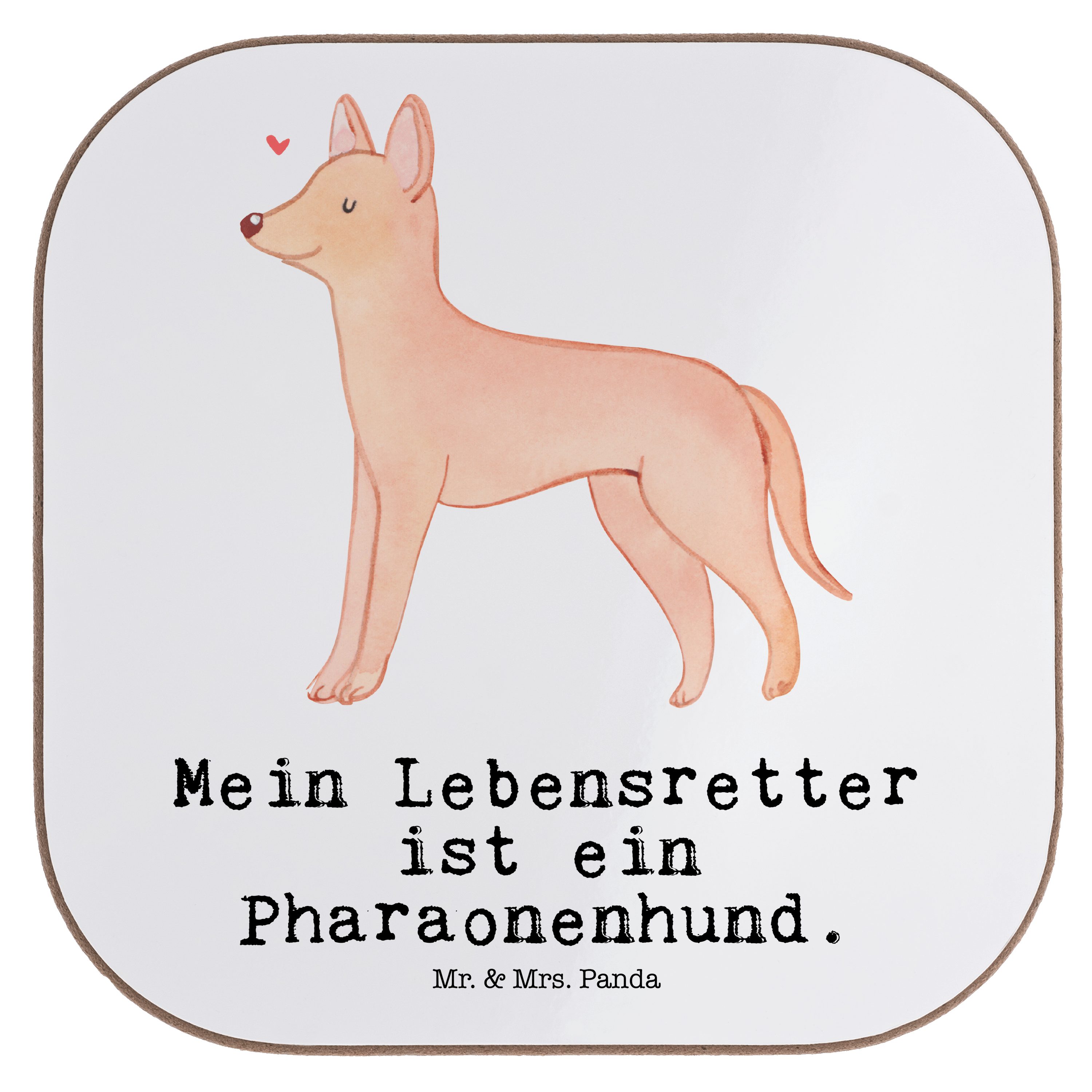 Mr. & Mrs. Panda Getränkeuntersetzer Pharaonenhund Lebensretter - Weiß - Geschenk, Untersetzer Gläser, Pha, 1-tlg.