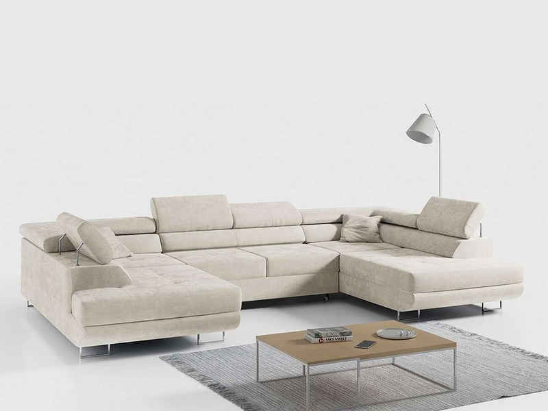 MKS MÖBEL Ecksofa GUSTAW U, U-Form Couch mit Schlaffunktion, Wohnzimmer - Wohnlandschaft