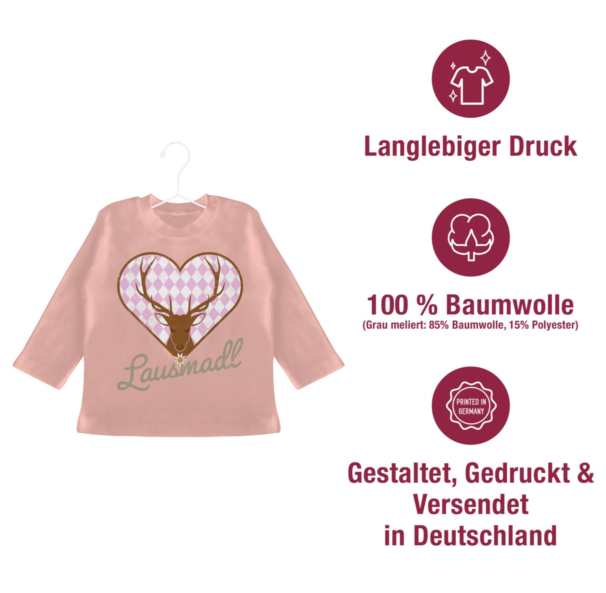 Shirtracer Baby Oktoberfest T-Shirt Mode Hirsch Outfit Lausmadl Babyrosa 2 für