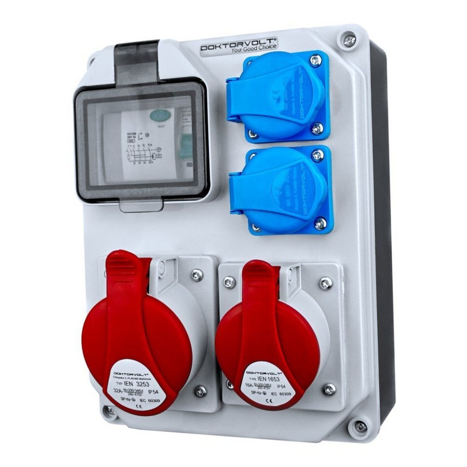 Doktorvolt Verteilerbox »Baustromverteiler FISchutzschalter HLFI 1x16A 1x32A 2x230V Doktorvolt Verteilerbox »Baustromverteiler FISchutzschalter HLFI 1x16A 1x32A 2x230V