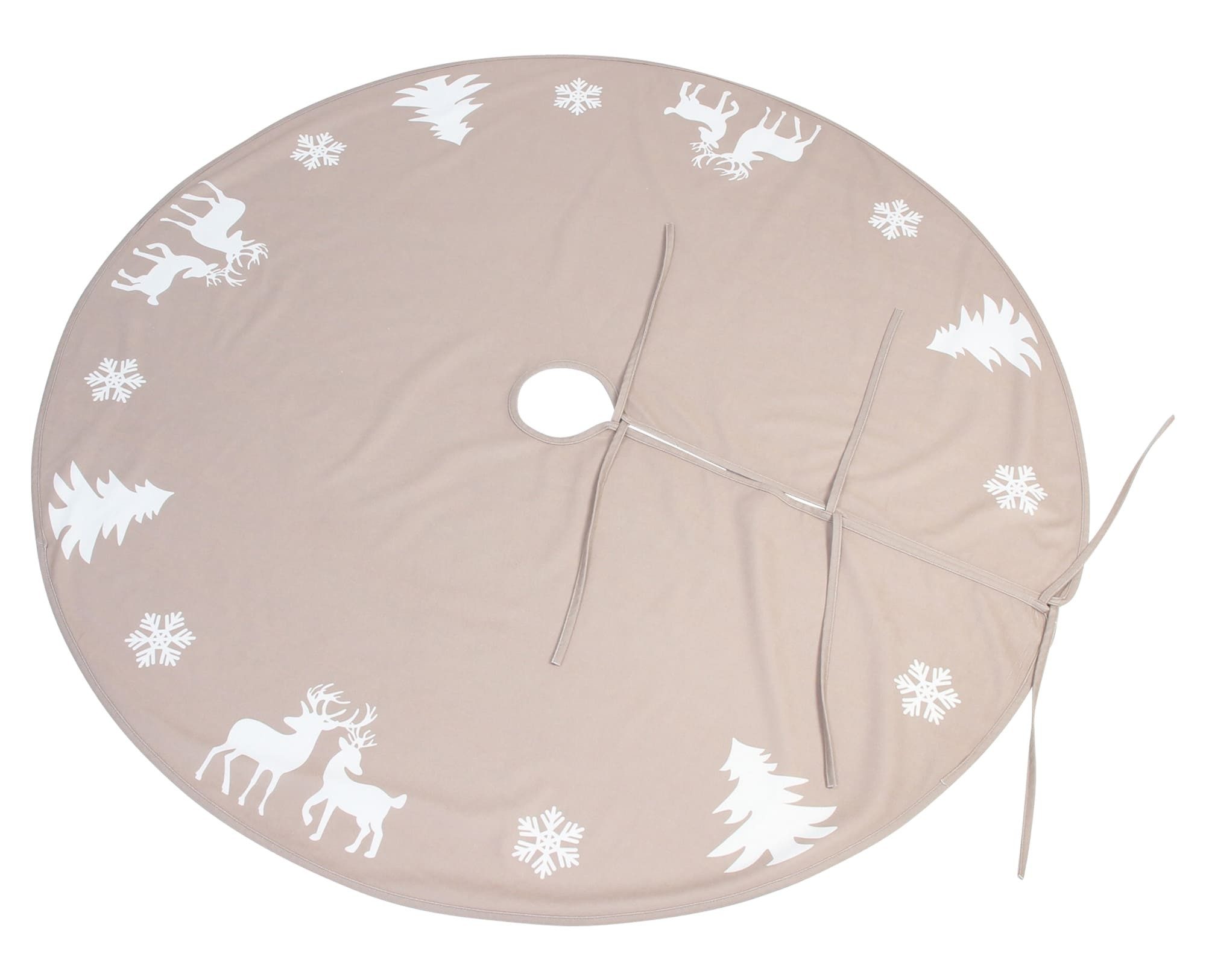Dekoleidenschaft Weihnachtsbaumdecke "Winterwald" beige Ø 120 cm, Christbau günstig online kaufen