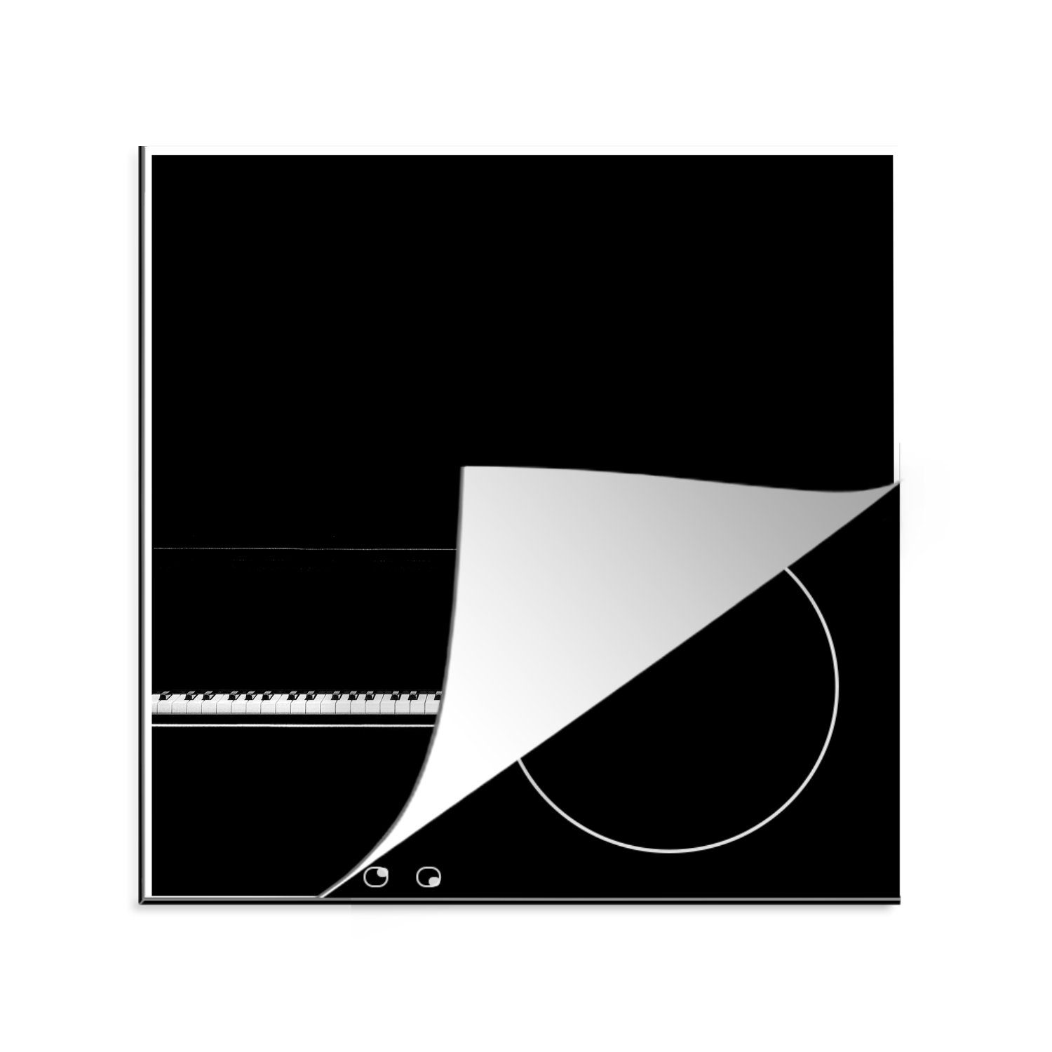 MuchoWow Herdblende-/Abdeckplatte Ein Klavier mit schwarzem Hintergrund, Vinyl, (1 tlg), 78x78 cm, Ceranfeldabdeckung, Arbeitsplatte für küche