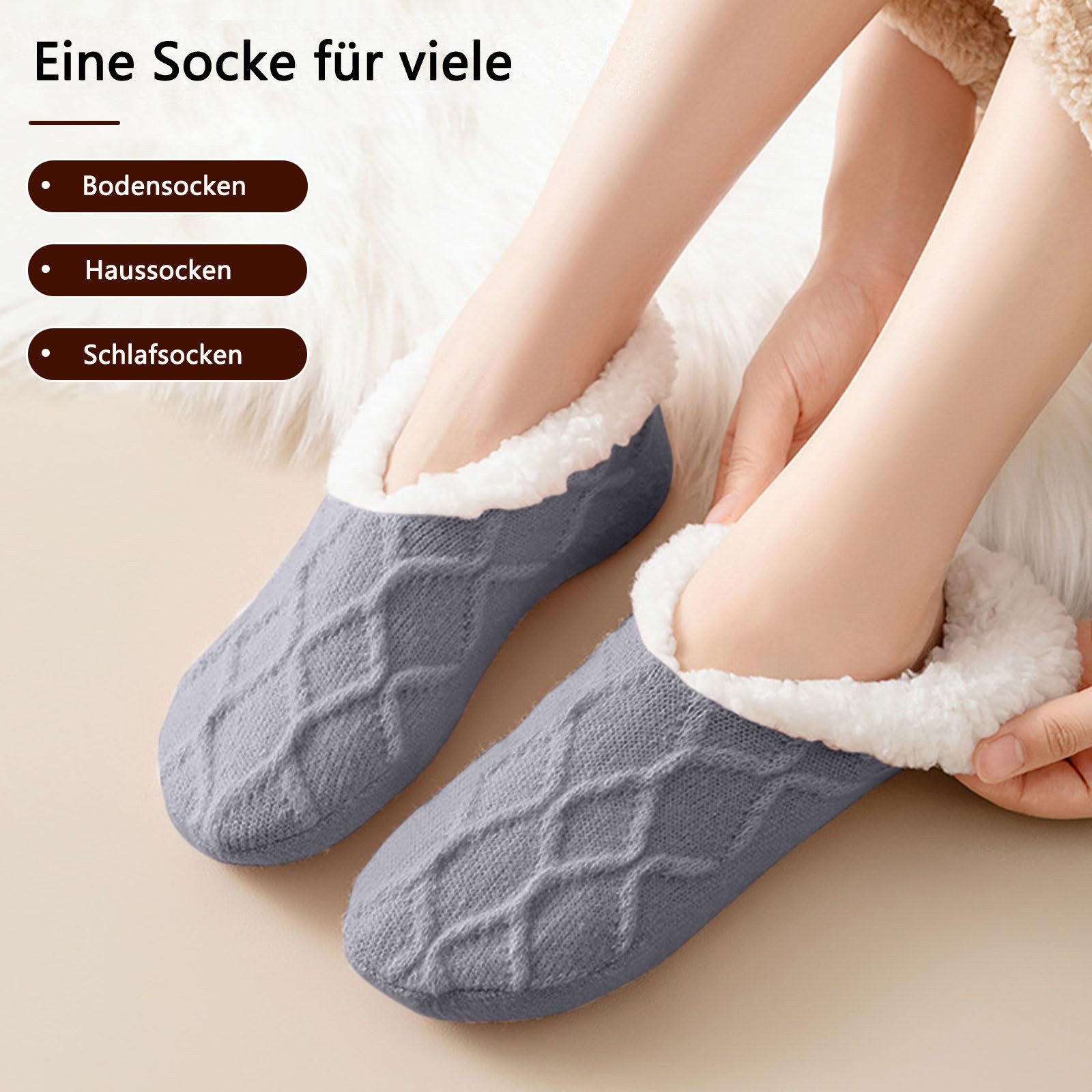 Coonoor Haussocken Kuschelsocken Herren & Damen Flauschig Hüttensocken rutschfest (2-Paar) Weiche Warme Winter Hüttensocken Haussocken – Bild 4 von 5