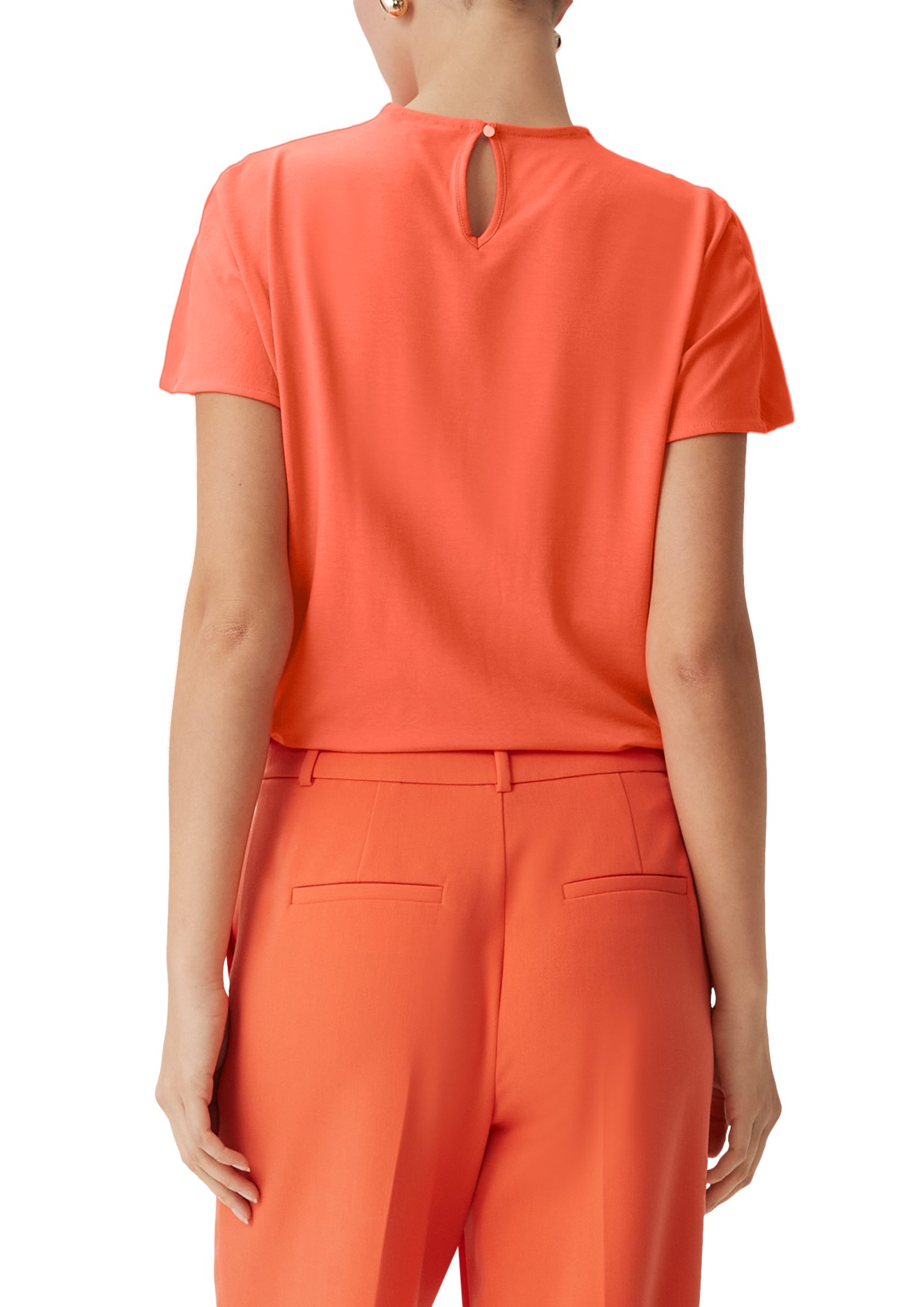 Kurzarmshirt im Comma Fabricmix orange Blusenshirt