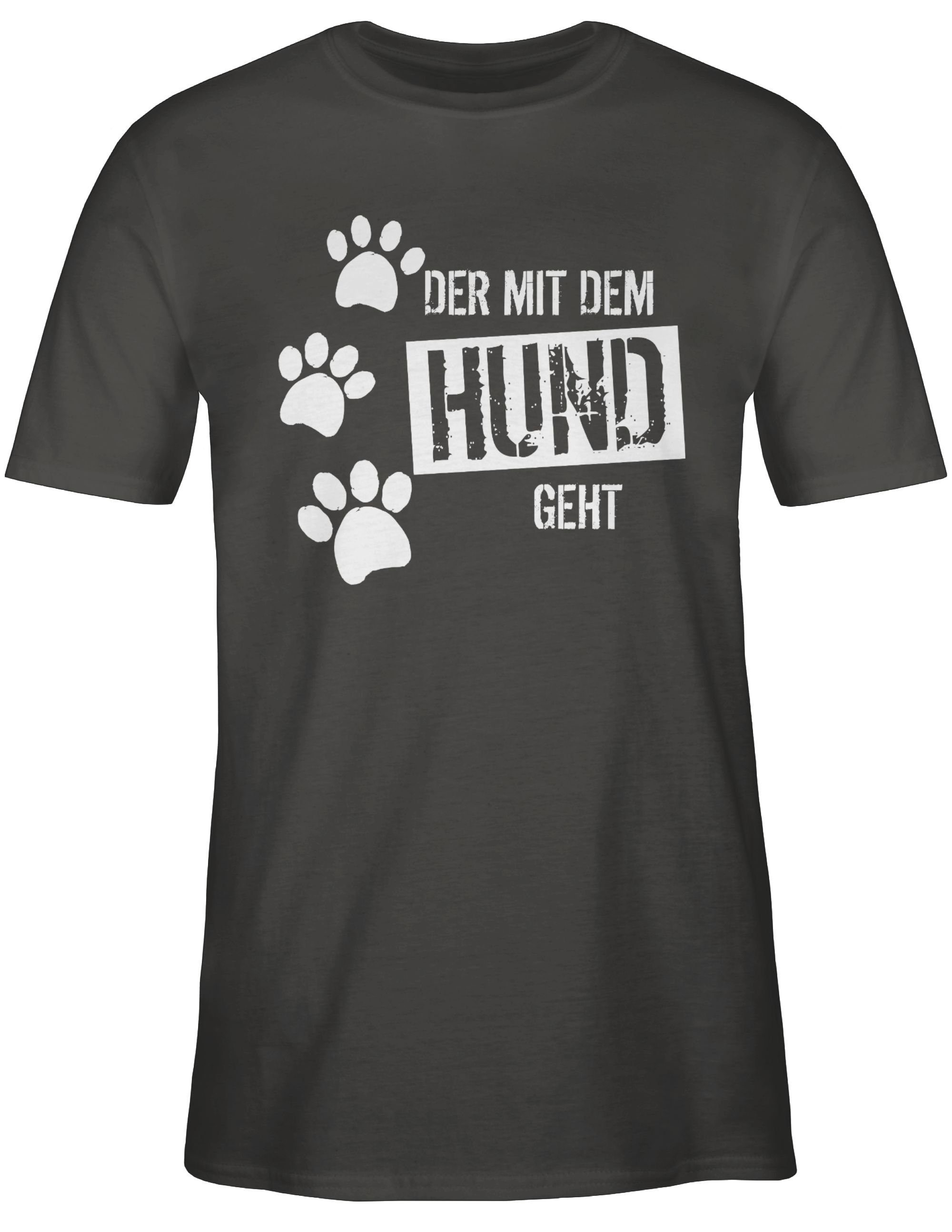 Geschenk Hund Der mit dem 03 für Hundebesitzer Shirtracer geht T-Shirt Dunkelgrau