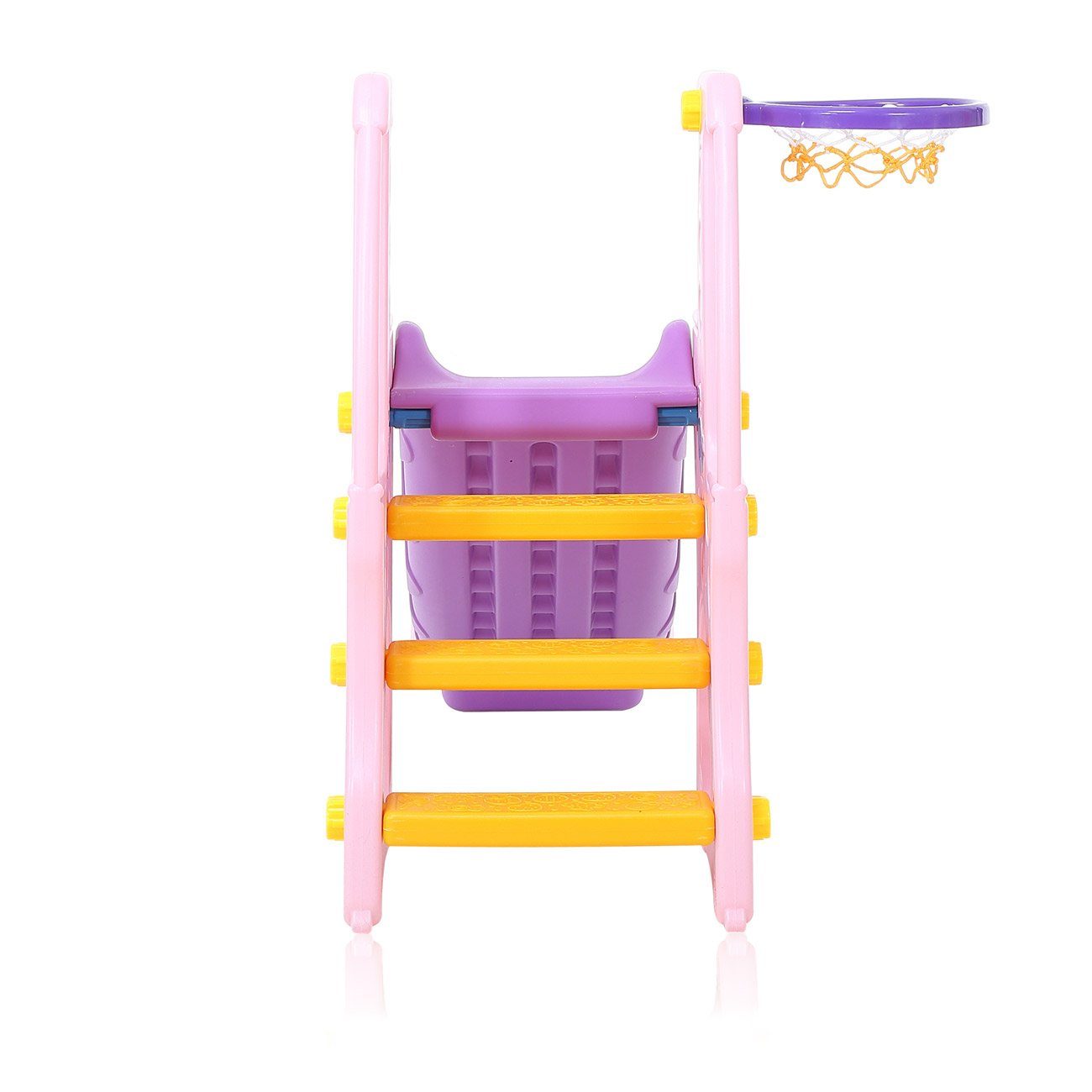 Rutsche Vivo mit Lila Basketballkorb - Kinderrutsche / Baby / Indoor-Rutsche Rosa