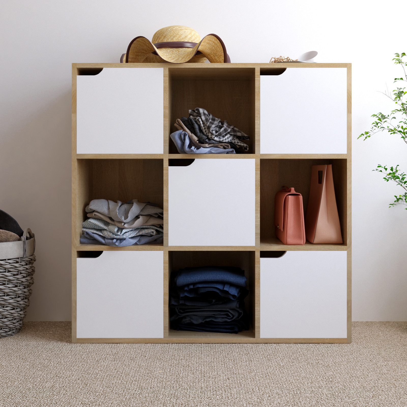 Mondeer Bücherregal Bücherschrank, Aufbewahrungsregal, 9 Fächer mit 5 Türen günstig online kaufen