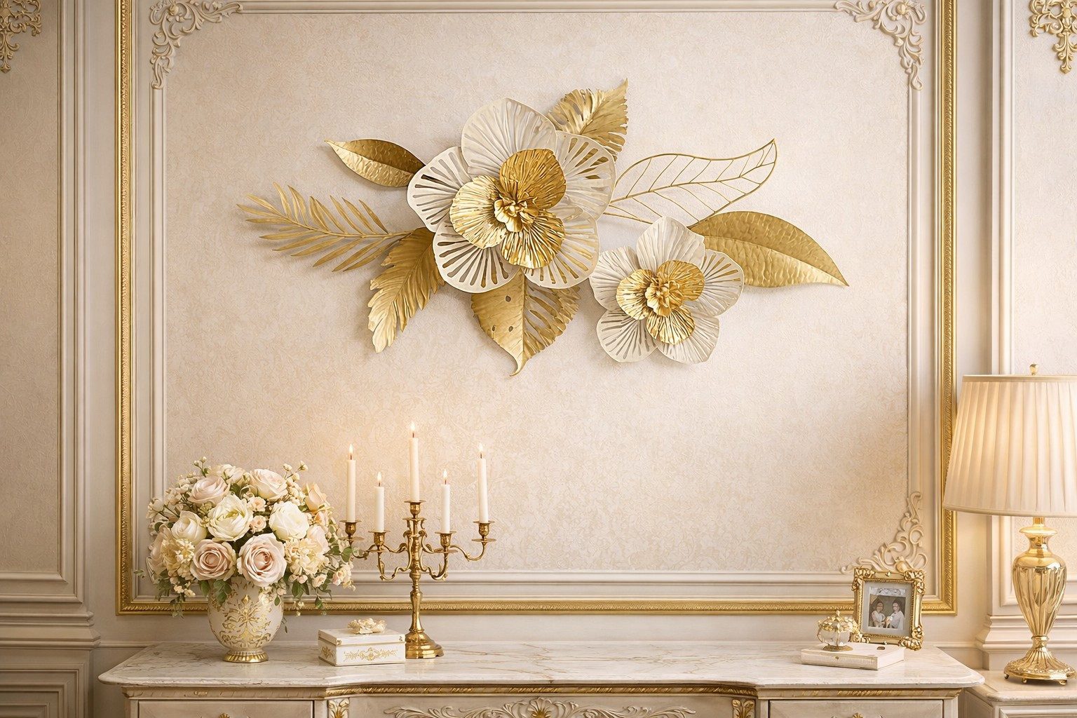 moebel-direkt-online Wanddekoobjekt Blüten-/Blättermotiv aus Metall