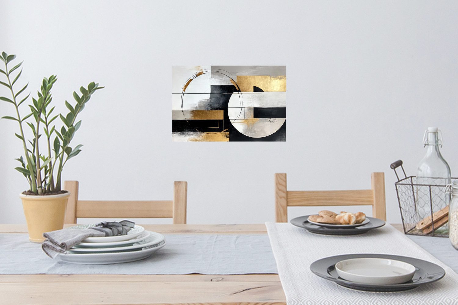 MuchoWow Wandsticker Abstrakt - Gold - Silber - Formen - Ästhetik (1 St), W günstig online kaufen