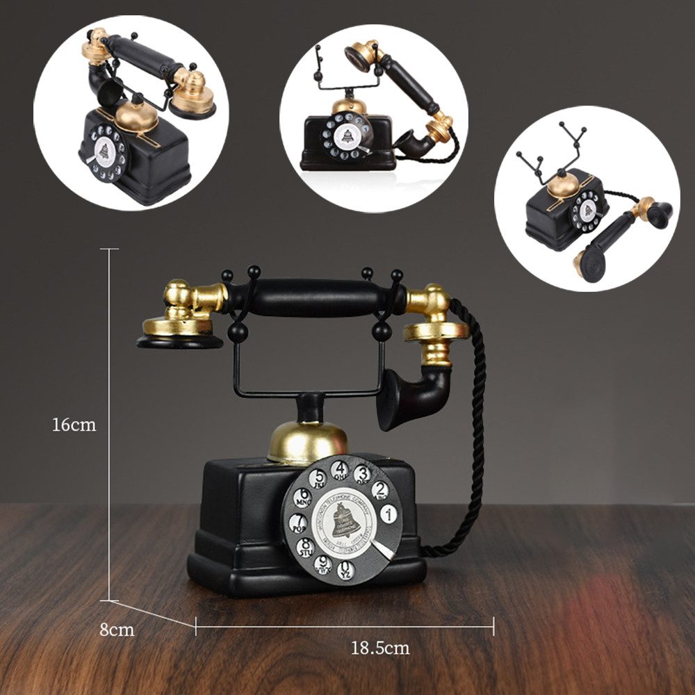 MOPUEA Dekoobjekt Retro-Telefonmodell Schreibtisch Ornament-Vintage Antike Telefon, Harz (18.5*8*16cm, Vintage-Telefon, Statue, Künstlerfigur, Café-Bar, 1 St.,  – Bild 2 von 5