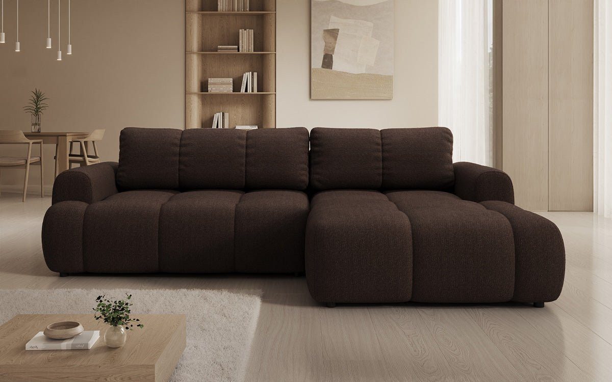 Luxusbetten24 Schlafsofa Designer Sofa Analfi L in Bouclé, mit Stauraum und Schlaffunktion