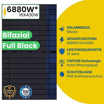 Stegpearl Solaranlage 6880W Photovoltaik Solaranlage Set mit 16x430W Bifaziale Solarmodule, (Komplettset und Huawei SUN2000 6KTL M1 HC Hybrid Wechselrichter)