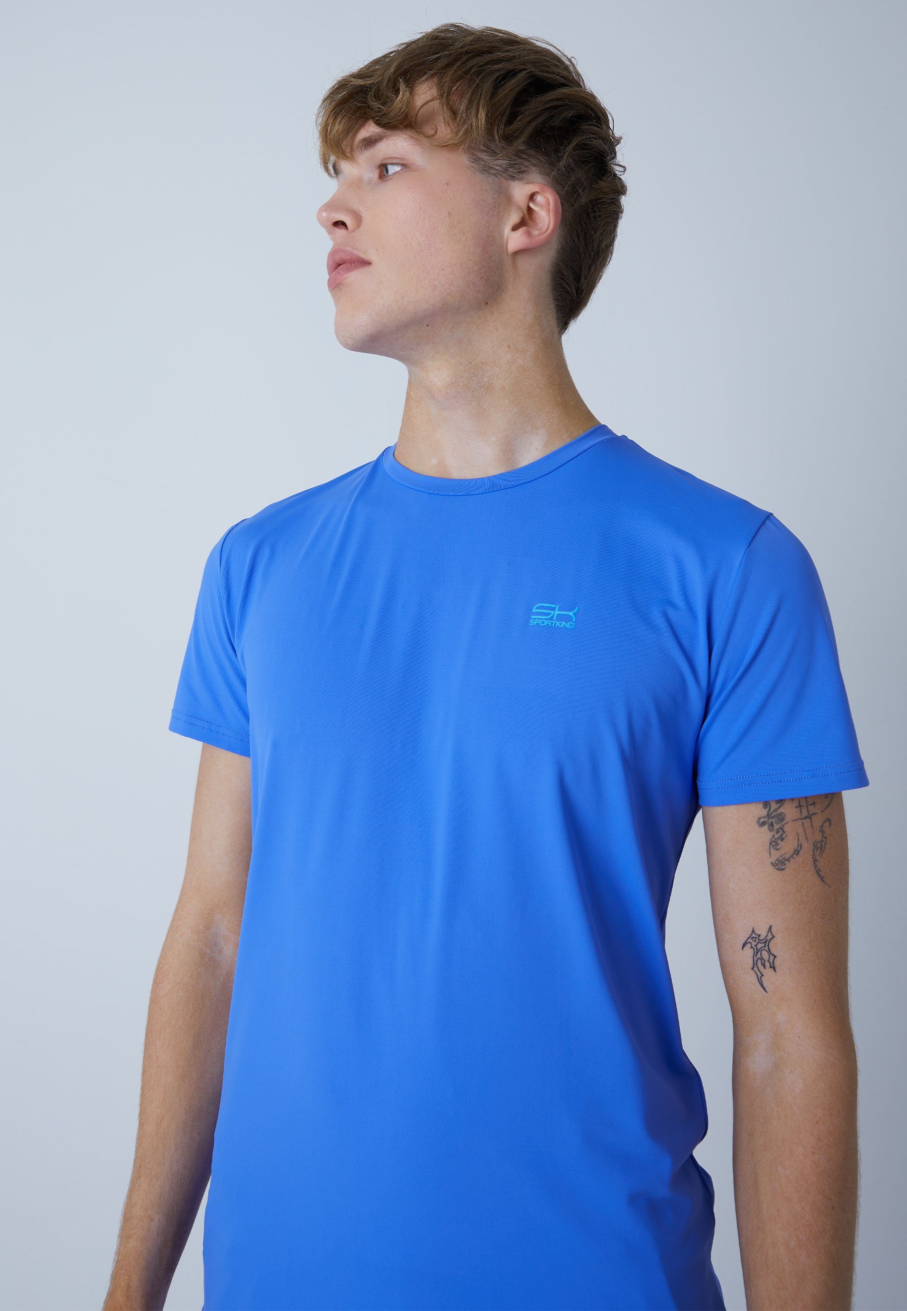 SPORTKIND Funktionsshirt Tennis T-Shirt Rundhals Herren & Jungen kornblumen blau