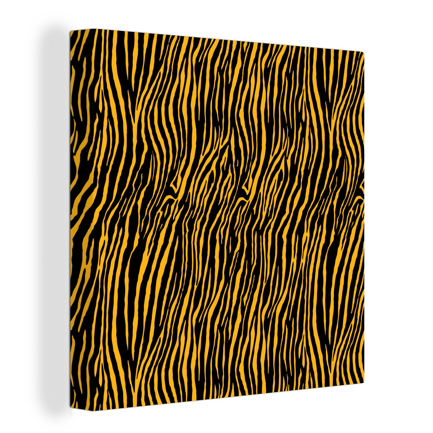 OneMillionCanvasses® Leinwandbild Tigerdruck - Muster - Orange, (1 St), Leinwand Bilder für Wohnzimmer Schlafzimmer