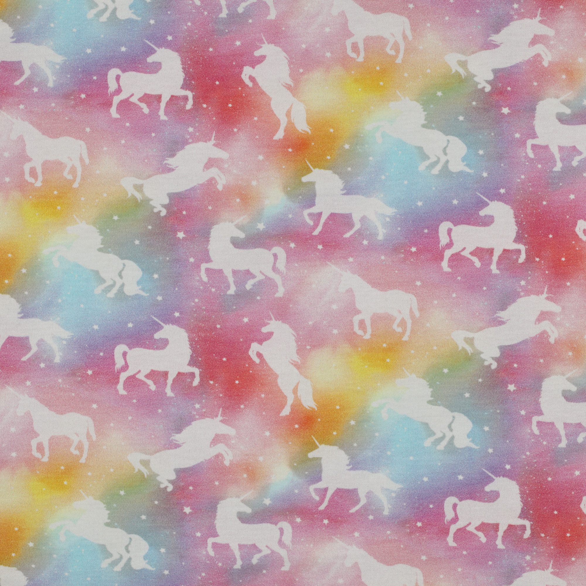 MAGAM-Stoffe Stoff "Regenbogen Einhorn", Kinder Jersey OEKO-TEX Meterware