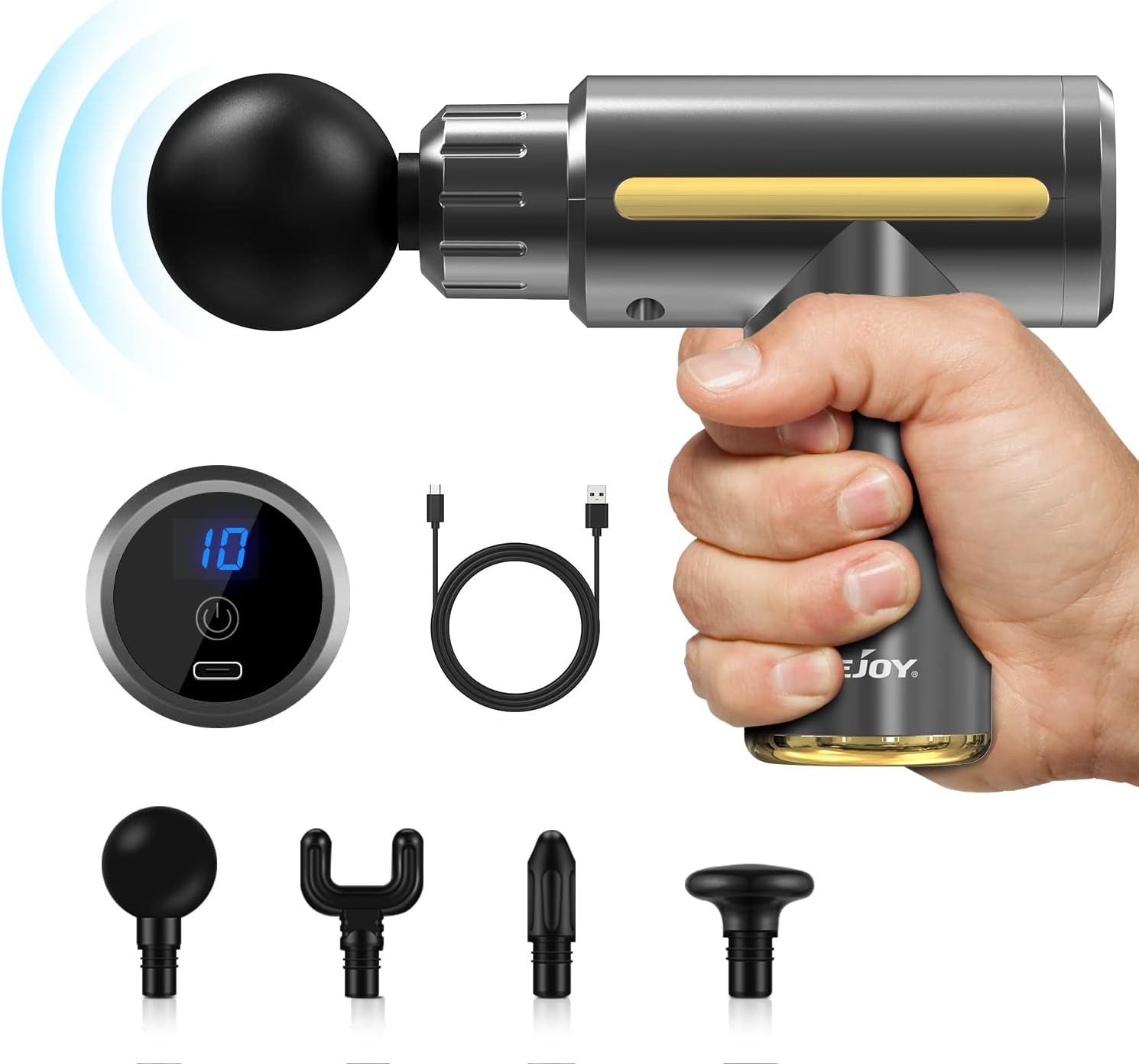 Massagepistole 10 Geschwindigkeit USB Aufladen Tragbare LED-Touchscreen für Bedienung