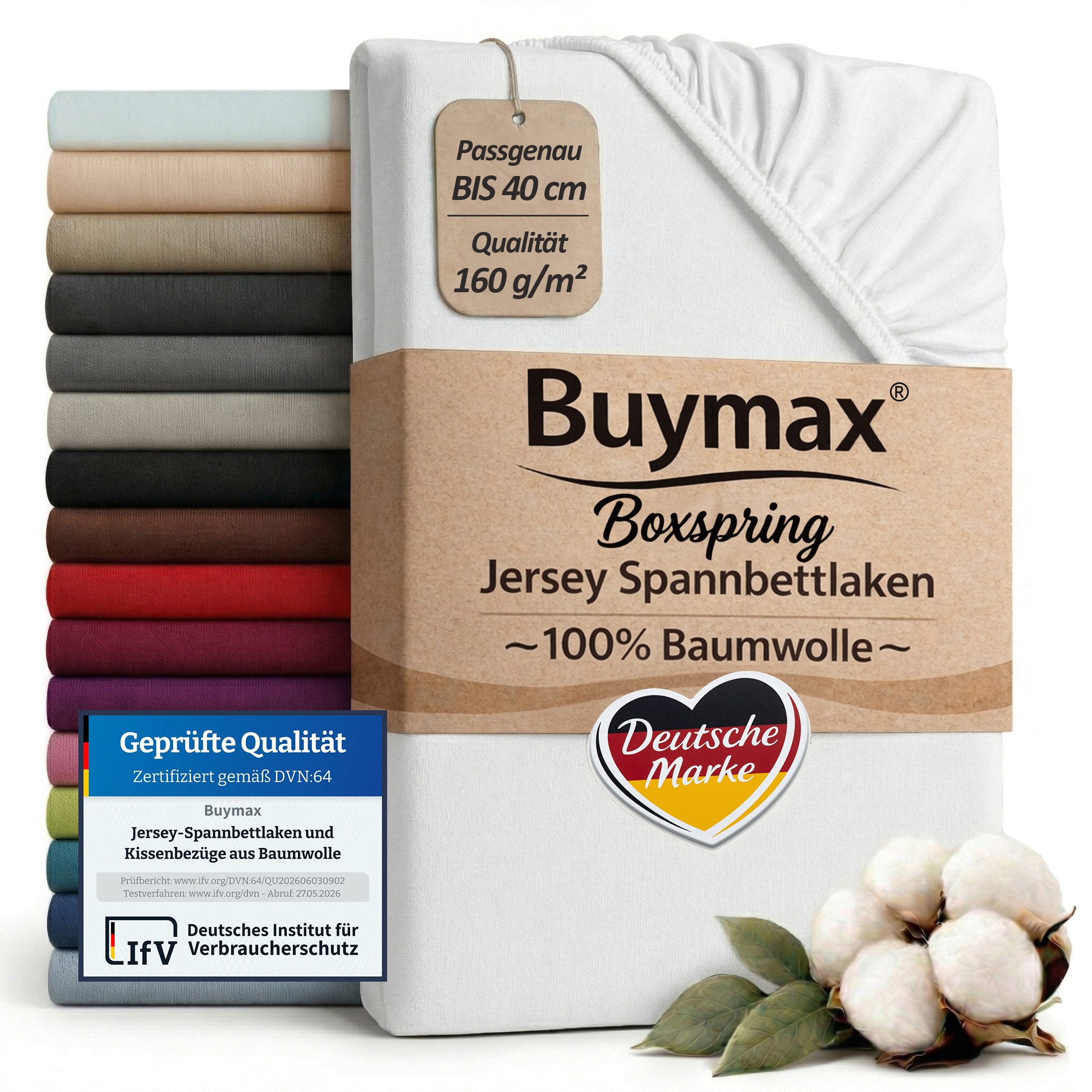 Buymax Spannbettlaken XL Boxspringbett, Jersey, Gummizug: Rundumgummizug, (1 Stück), 100% Baumwolle, 160 g/m², passend für Boxspringbetten und Wasserbetten
