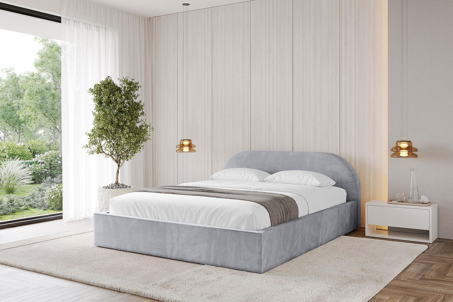 ALTDECOR Polsterbett TIVON-v1 (Polsterbett mit Bettkasten und Lattenrost, Boxbett ohne Matratze), Doppelbett mit Stauraum, Bett mit Kopfteil