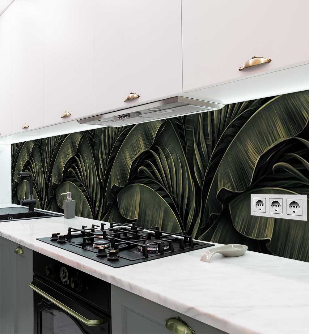 MyMaxxi Küchenrückwand Küchenrückwand selbstklebend blühende Blätter Dschungel Spritzschutz, (Klebefolie passend geschnitten und gerollt B 60 cm x H 60 cm), Dschnungelpflanzen B 60 cm x H 60 cm