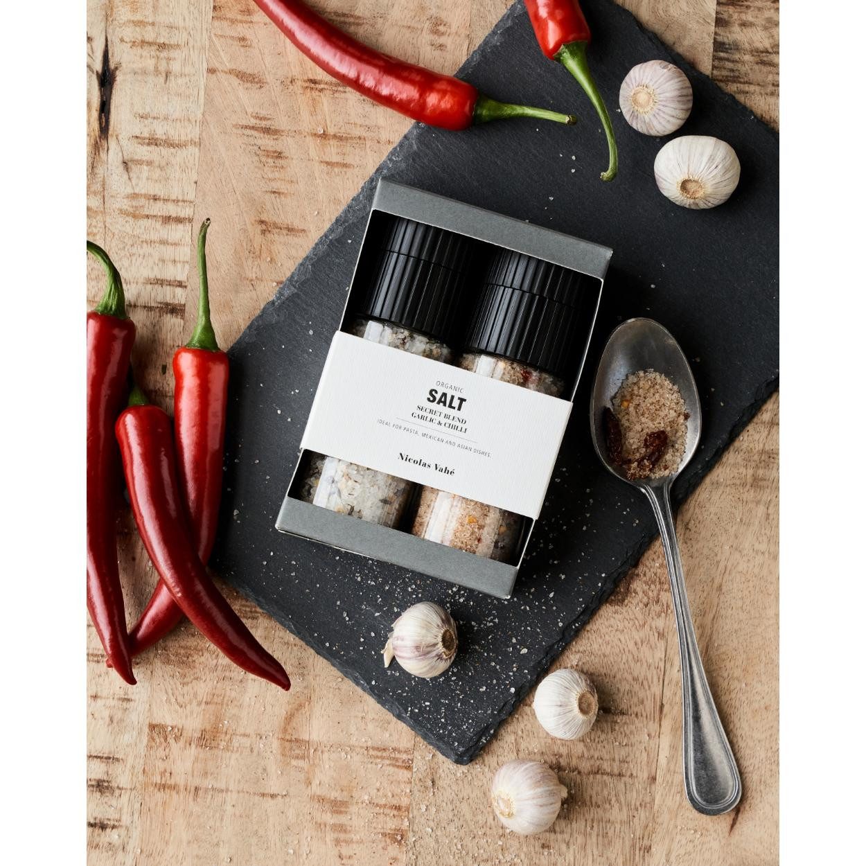 Nicolas Vahé Gewürz Geschenkbox Organic Secret Blend & Salt und Garlic & Chilli (2-teilig) – Bild 4 von 5