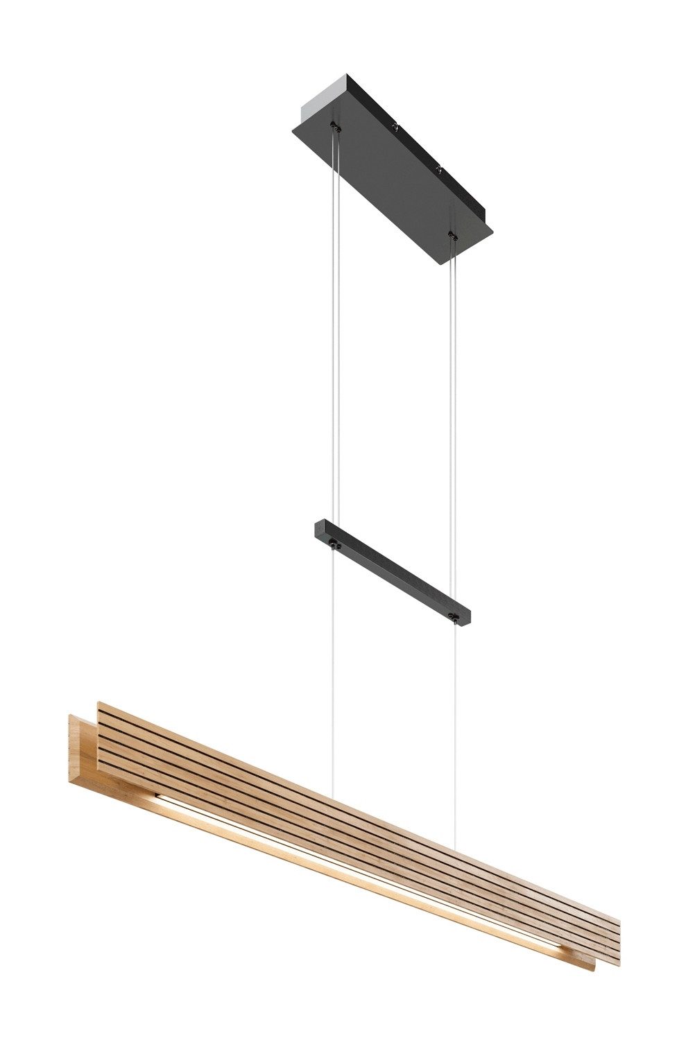 Elobra LED Pendelleuchte INKA, 116 x 165 cm, 1-flammig, Eichenholz, Metall, Dimmfunktion, Anpassung der Farbtemperatur, LED fest integriert, Extra-Warmweiß, Neutralweiß, Tageslichtweiß, Hängeleuchte, Hängelampe