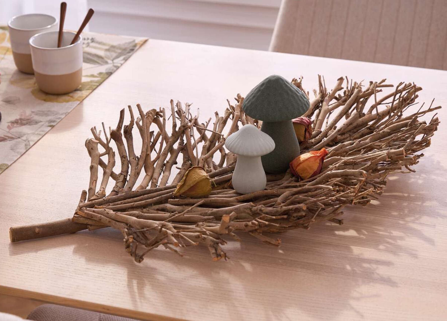 Dekoleidenschaft Dekoschale "Verzweigt" 60 cm lang, Teebaum Zweige, Obstschale, Holzschale, Schale, Tischdeko aus Holz, für Tisch, Flur, Eingangsbereich, DIY Deko