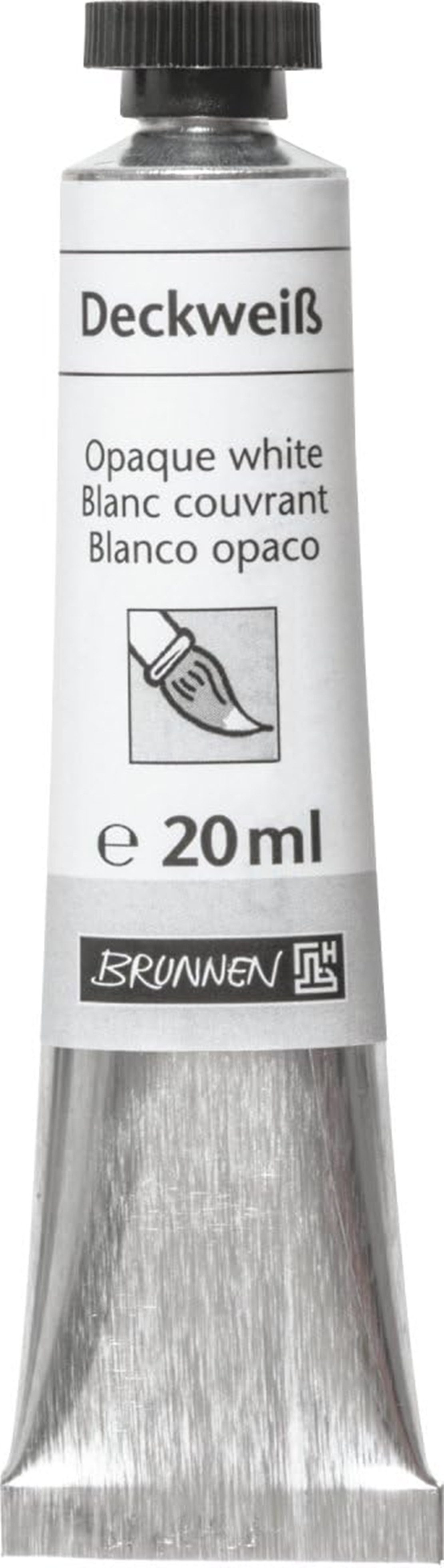 BRUNNEN Wasserfarbe Deckweiß-Tube 20ml - Premium Deckfarbe für perfekte Ergebnisse