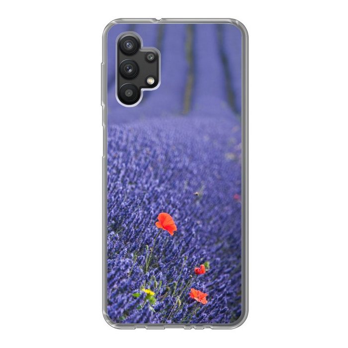 MuchoWow Handyhülle Lavendel - Mohn - Blumenwiese Handyhülle Samsung Galaxy A32 5G Smartphone-Bumper Print Handy ZV10924