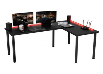 MÖBELSYSTEM Gamingtisch MÖBELSYSTEM Gaming Schreibtisch, beidseitig montierbar, LED, schwarz (Packung, 1 Tisch), Breite 160 cm