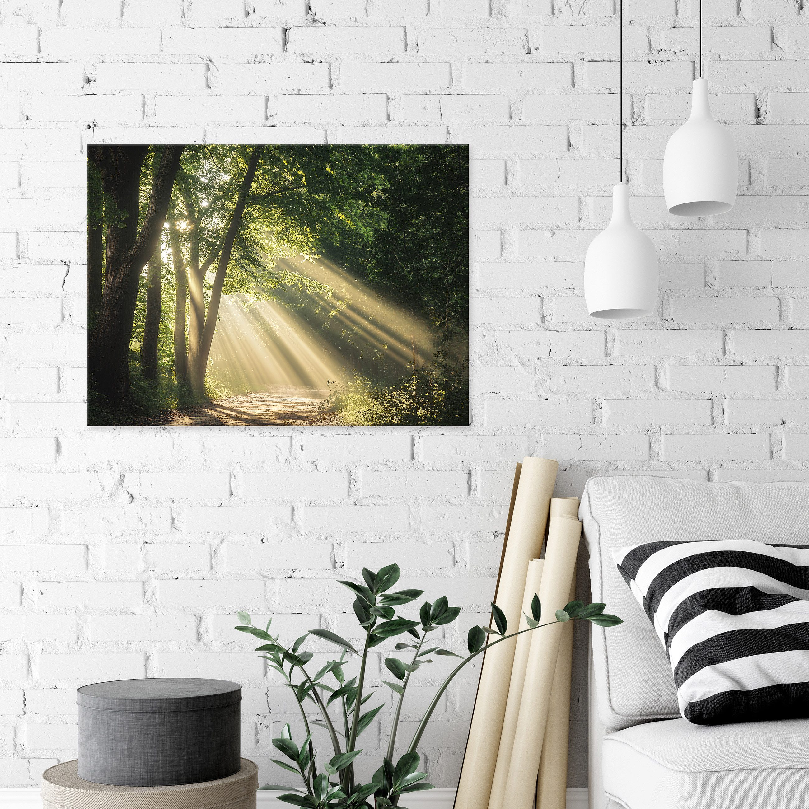 Wallarena Leinwandbild Wald Sonnenwald Natur Wandbilder günstig online kaufen