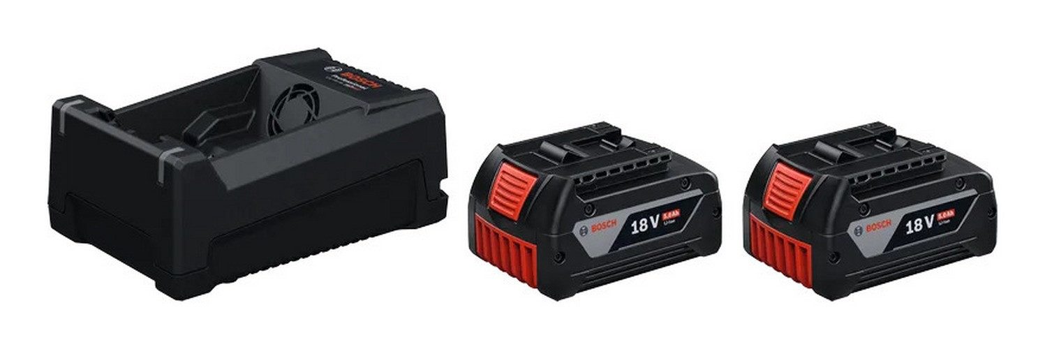 Bosch Professional GBA Akku Starter-Set (18 V), 2 x 18 V 5 Ah und GAL 12V/18V-80