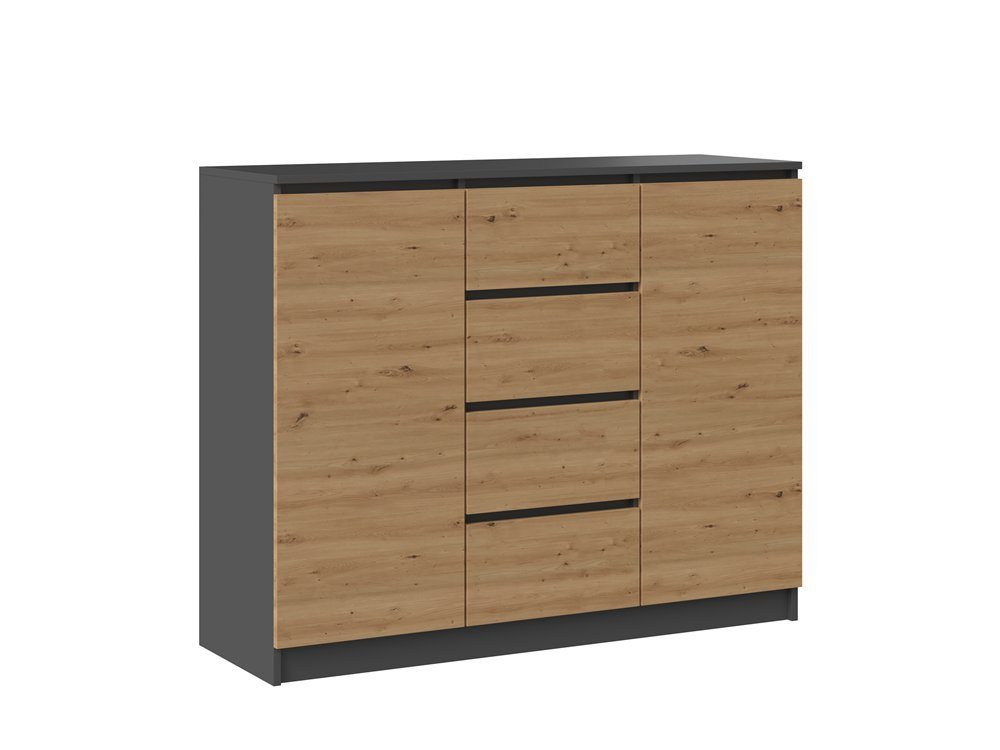 ibonto Nachtkommode Sideboard mit 4 Schubladen & 2 Türen für Schlafzimmer, Wohnzimmer