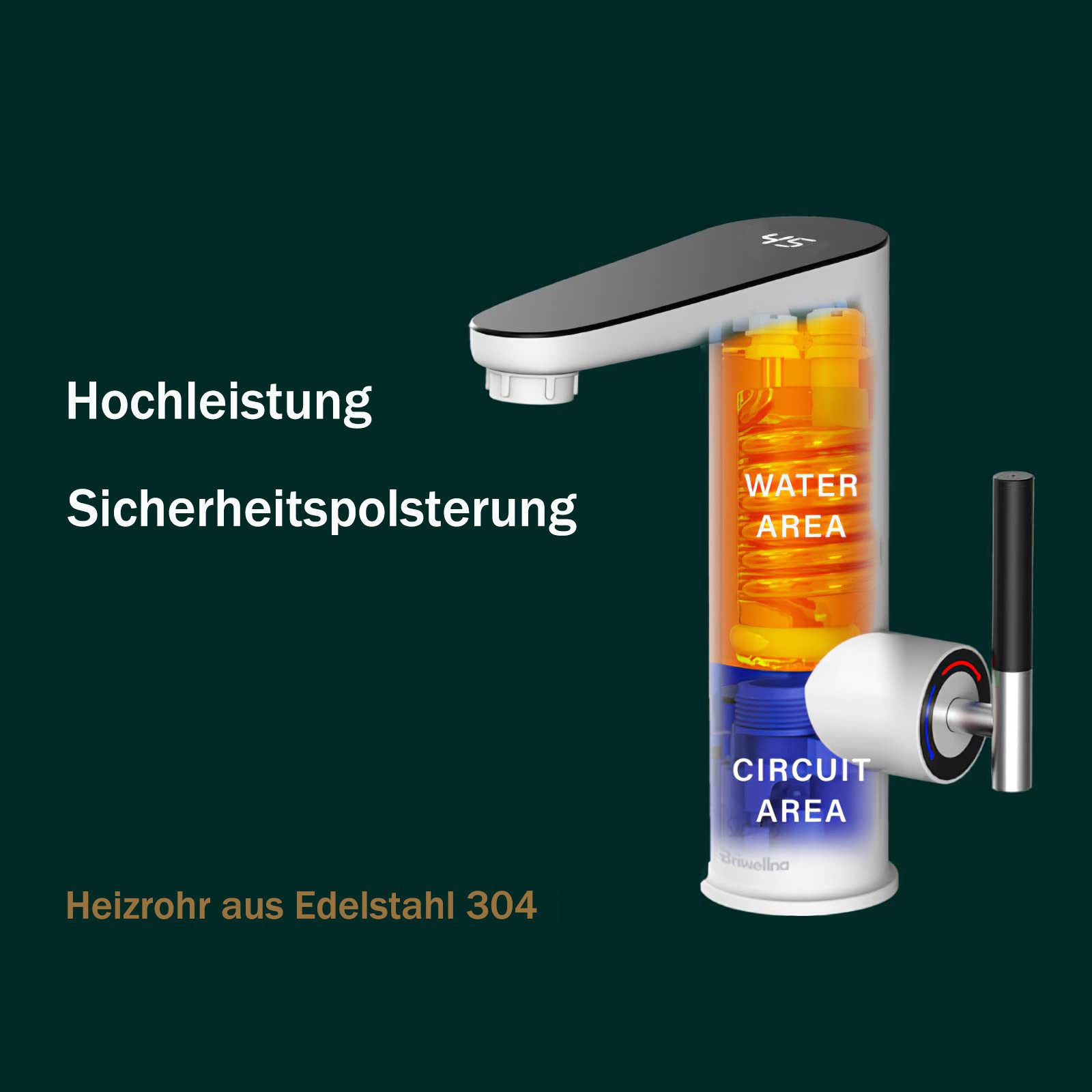Oihpaw Durchlauferhitzer Wasserhahn mit Durchlauferhitzer,Weiß Waschtischarmatur Küche, 3000W Temperaturanzeige elektrischer Wasserhahn mit Durchlauferhitzer