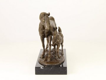 Dekofigur Bronzefigur Skulptur Pferd und Fohlen auf Marmorsockel 33 cm