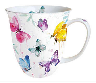 Ambiente Luxury Paper Products Becher Porzellan Schmetterling - Mug Butterfly Kollektion, Porzellan, Tasse - Tee/Kaffee - Ideal Als Geschenk