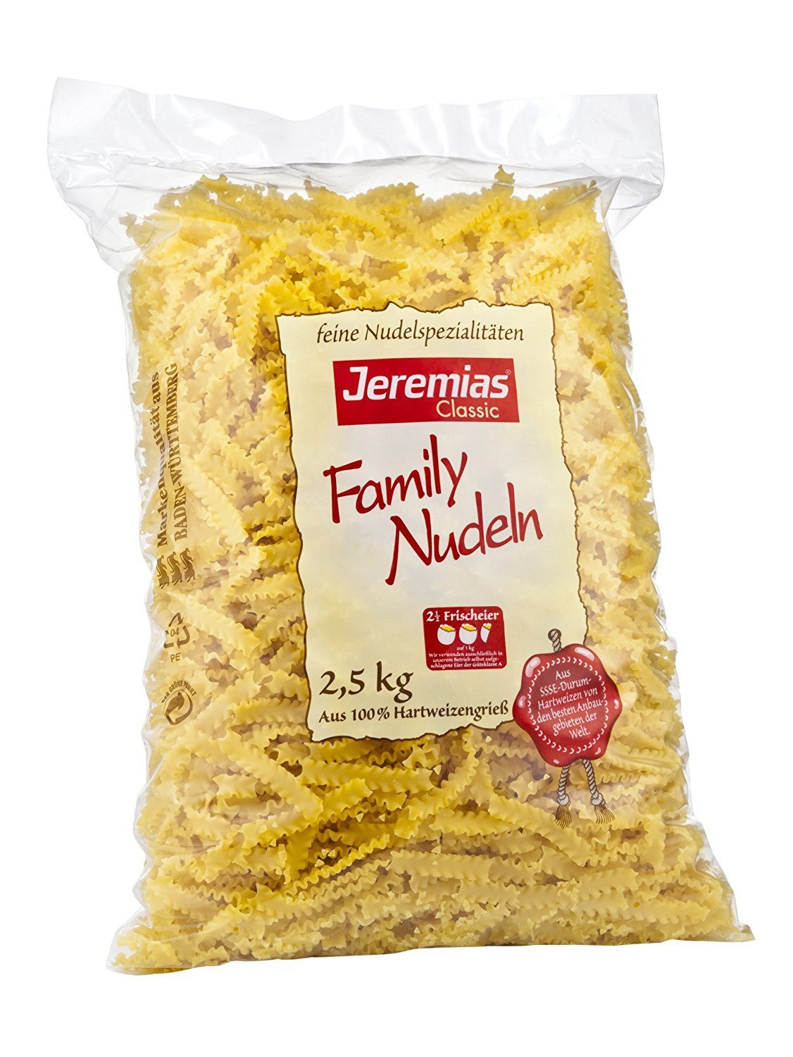 Jeremias Nudeln, Jeremias Classic Family Wellenband Nudeln mit frischen Eiern 2500g