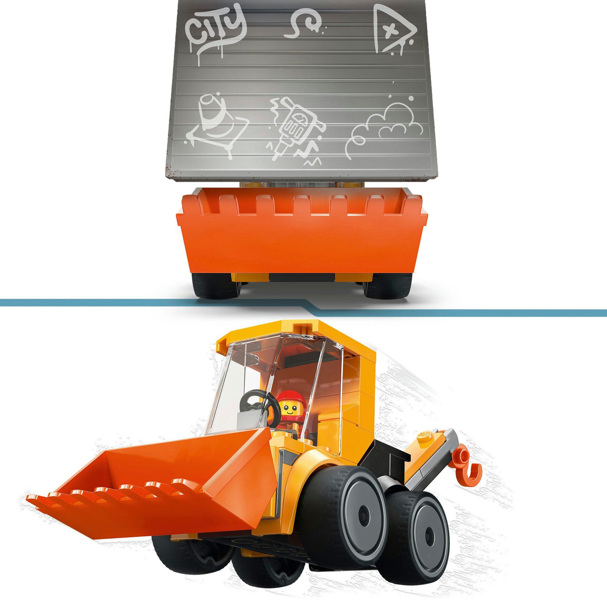 LEGO® Coole Flitzer – Radlader (60483), LEGO City Konstruktionsspielsteine, (61 St), Made in Europe – Bild 4 von 5