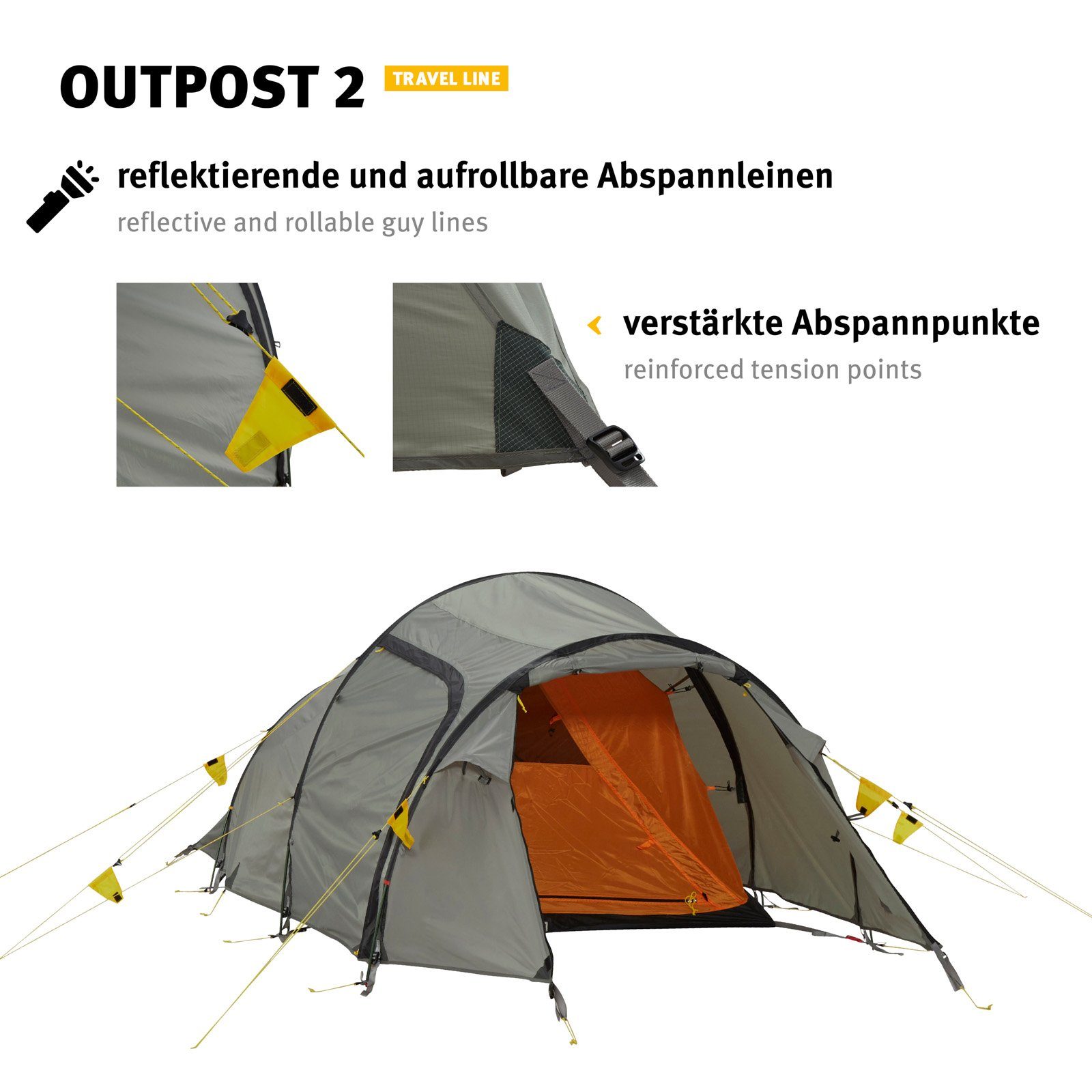 Wechsel Tunnelzelt Trekkingzelt Outpost 2 Personen Camping, Fahrrad Tunnel Zelt Biwak 3,3 kg